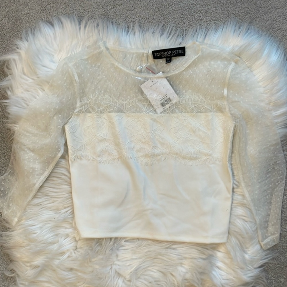 Topshop White Lace Top